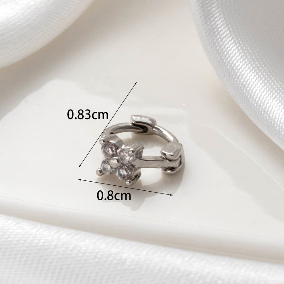 1 Piece Simple Series Simple Flower Copper No Plating Material Zircon Women Stud Earrings